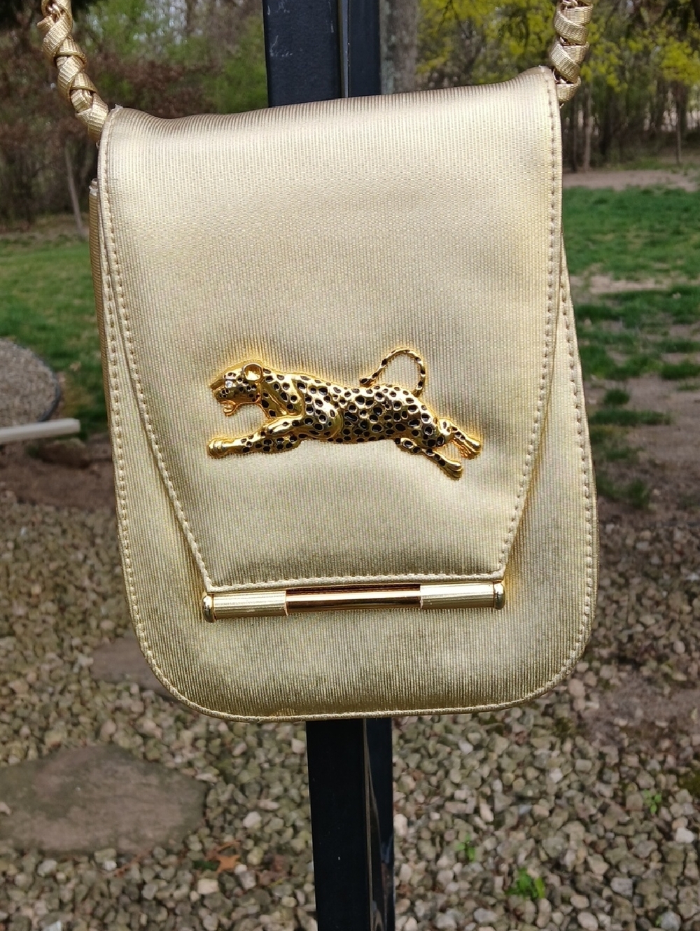 Vintage Nima Shoulder Bag in Gold Cheta Medallion Braided Chain Strap
